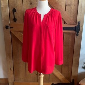 Women’s Apt. 9 Red Front Button Up Long Sleeve Blouse Size Large